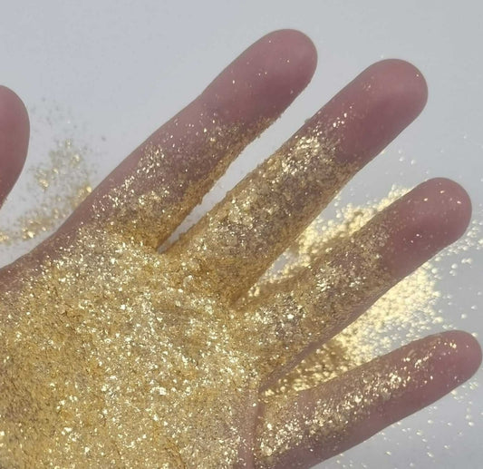Deluxe Bio-Sustainable Glitter Flake: Radiant Eco Gleam Soft Gold