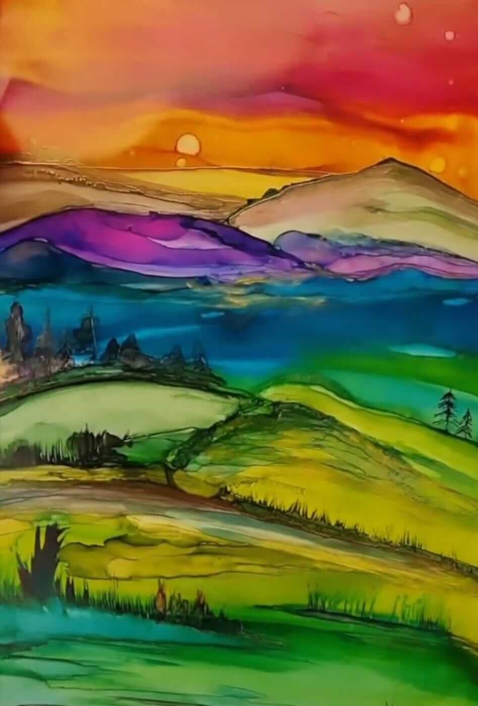 Crafty Friends Retreat: Inky Horizons: Painting Landscapes with Alcohol Ink 30th May @ 10:00am – 12:00pm